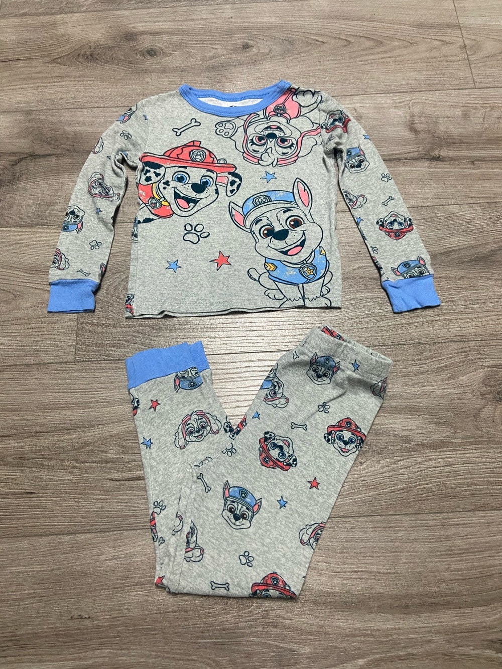 Paw Patrol Pajama Set Chase Marshall & Skye 5T Two-Piece Pajama Set Gray Blue